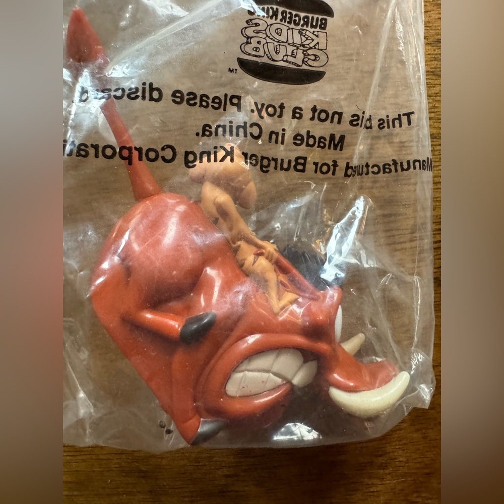 1994 Burger King Lion King Toys Lot of 2 — Hyena Sealed, Pumbaa Bag Open - Picture 3 of 6